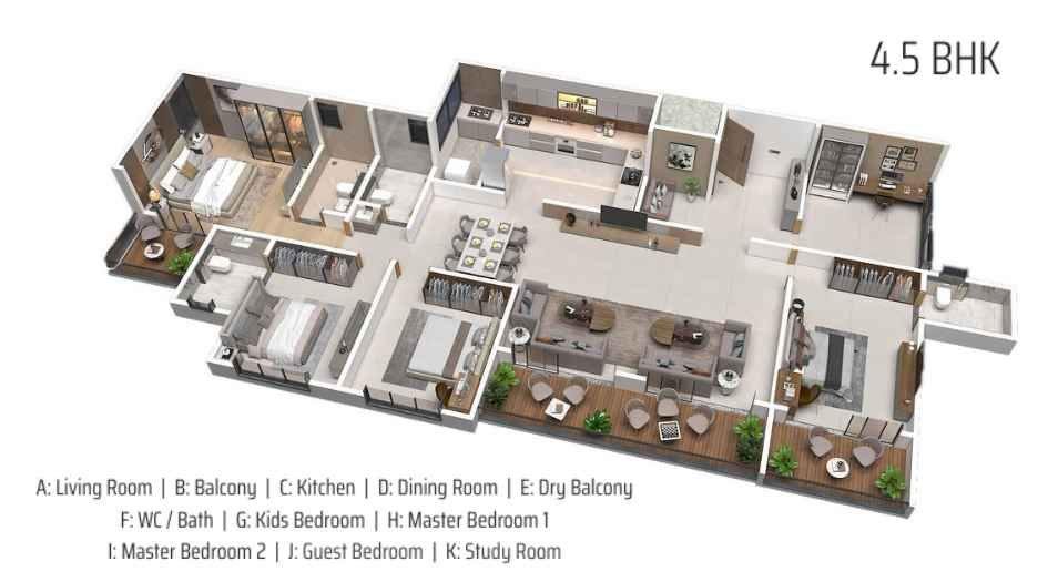 Silver-Astra-Floor-Plan-4.5 bhk-isometric